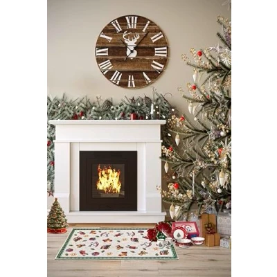 Abbildung von Villeroy &amp; Boch Design Teppich Nostalgic Toy&#039;s Delight Christbaum Decke, Eingangsmatte, Weihnachtsbaum Vorleger für Wohnzimmer, Schlafzimmer, Esszimmer, Flur Grün Multifarben, 50x80 cm
