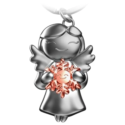 Abbildung von FABACH Schutzengel Schlüsselanhänger Star mit Schneeflocke Weihnachtsengel aus Metall Weihnachten Glücksbringer Engel als Geschenk für Freundin
