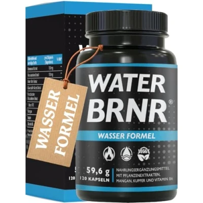 Abbildung von WATER BRNR 5in1 Wasser Balance + Stoffwechsel Formel mit Vitamin B6, Brennnesselextrakt Bindegewebe Kupfer, keine chemischen Entwässerungstabletten stark, Rosskastanienextrakt, 120 Kapseln