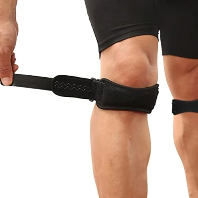 Abbildung von AGPTEK 2 x Patellasehnenbandage, Patella Kniebandage mit Silikagel, Verstellbares Strap für Frauen und Männer beim Joggen, Laufen, Walken, Basketball usw. Sport
