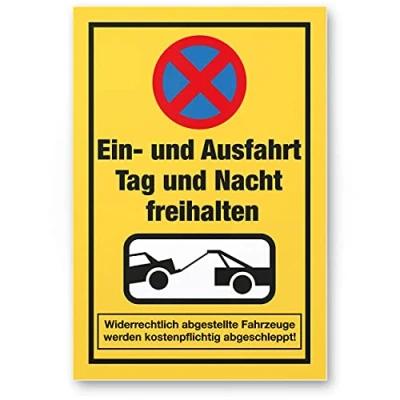 Abbildung von Komma Security Einfahrt freihalten Schild 30 x 20 cm Ein Ausfahrt Tag Nacht auch gegenüber Hinweisschild Parken verboten Parkverbot Halteverbot