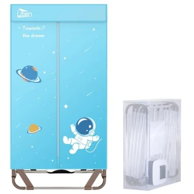 Abbildung von Uten Wäschetrockner Elektrisch, Tragbarer Kleiderschrank Trockenmaschine,Keine Installation erforderlich, 140cm,1500W, Denim Blau