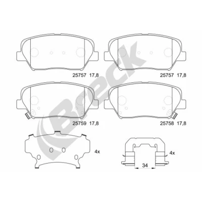 Abbildung von BRECK 25757 00 701 Bremsbelagsatz mit akustischer Verschleißwarnung Anti Quietsch Blech Zubehör KIA: cee‘d II Hatchback
