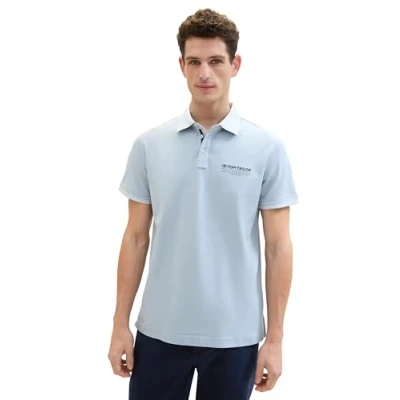 Abbildung von TOM Tailor MIT LOGO Print Poloshirt, Herren, Größe: 3XL, Foggy blue