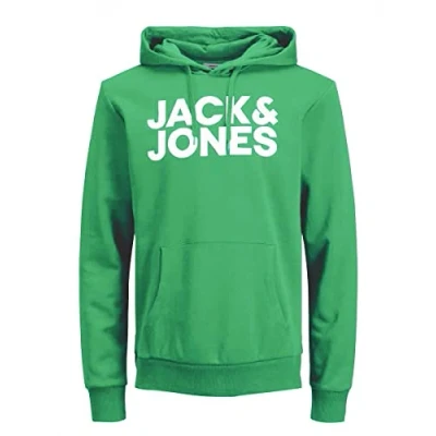 Abbildung von JACK &amp; JONES Herren JJECORP Logo Sweat Hood, Island Green/Large Print/W Wh, XXL
