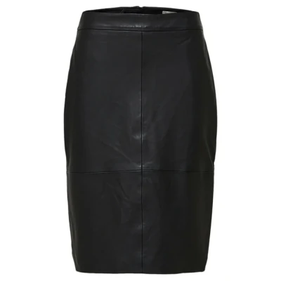 Abbildung von Selected Femme Lederrock Lederrock, Damen, Größe: 38, Black