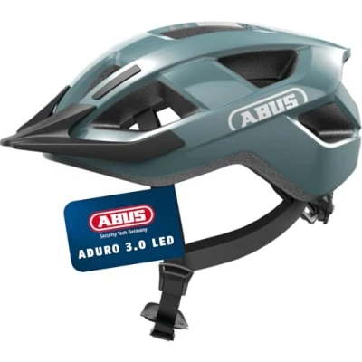Abbildung von ABUS Fahrradhelm Aduro 3.0 LED Sportiver City Helm in stilvollem Design für alltägliche und sportliche Touren mit Rücklicht Damen Herren Größe L, Blau