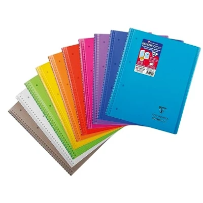 Abbildung von Clairefontaine 396001C Koverbook Collegeblock (mit Einband aus PP, robust, Spiralbindung, DIN A4+, 80 Blatt, 90g, kariert) 1 Stück farbig sortiert