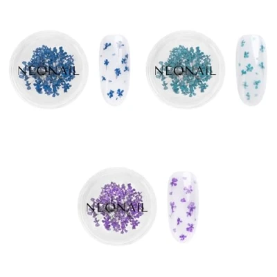 Abbildung von NEONAIL Nail Art Flowers Set Trockenblumen Getrocknete Blumen Nageldesign Zubehör Nageldekorationen Blüten Decoration Gelnägel 3 Farben Navy Violet Turquoise