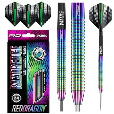 Abbildung von RED DRAGON Razor Edge Spectron 24 Gramm Dartpfeile Tungsten Profi Steel Darts mit Flights und Schäfte