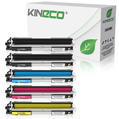 Abbildung von Kineco 5 Toner kompatibel mit HP CF350A CF351A CF352A CF353A Color Laserjet Pro MFP M176n, M177fw, M170 Series Schwarz je 1.300 Seiten, 1.000 Seiten