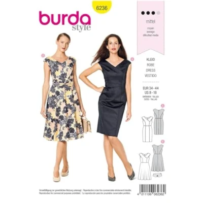 Abbildung von Burda Schnittmuster, 6236, Kleid selber nähen [Damen, Gr. 34 44] Level 3 für Fortgeschrittene