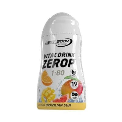 Abbildung von Best Body Nutrition Vital Drink ZEROP Brazilian Sun, Original Getränkekonzentrat Sirup zuckerfrei, 1:80 ergibt 19 Portionen Fertiggetränk, 48 ml