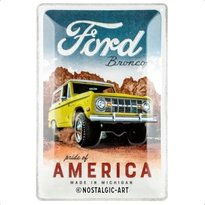 Abbildung von Nostalgic Art Retro Blechschild, 20 x 30 cm, Ford Bronco Pride of America Geschenk Idee für Zubehör Fans, aus Metall, Vintage Design