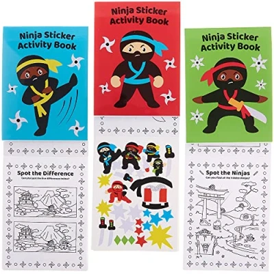 Abbildung von Baker Ross FX855 Ninja Sticker Aktivitätsbücher 8er Packung, Bücher Partytütenfüller für Kinder