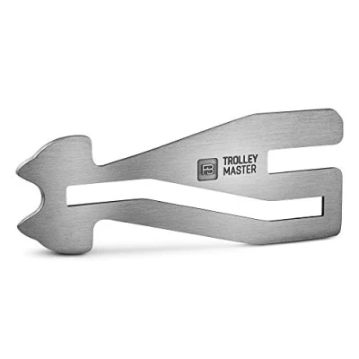 Abbildung von FABACH Trolley Master Stainless Steel Series Edelstahl Einkaufswagenlöser Schlüsselanhänger für ALLE Einkaufswagen Einkaufswagenchip öffnet Frontlader und Seitenschubfach