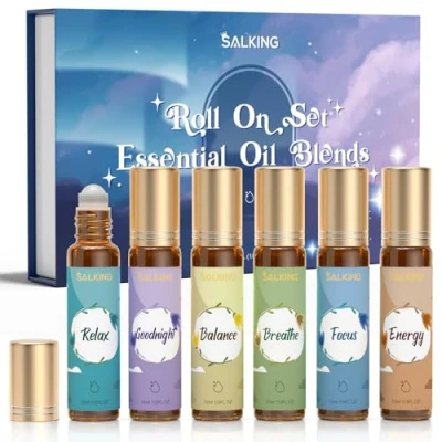 Abbildung von SALKING Aufrollen Ätherische Öle Set, Aromatherapie Roll On Duftöl GeschenkSet, Duftöle für Diffuser Luftbefeuchter,6x10 ml Entspannen, Gute Nacht, Ausgeglichenheit, Atmen, Fokus, Energie