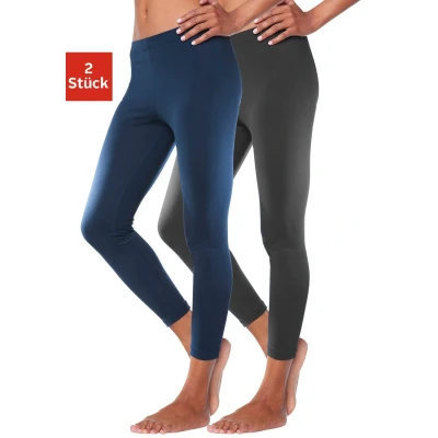 Abbildung von Lascana 2 PACK Leggings Hosen, Damen, Größe: 32/34, Navy/schwarz