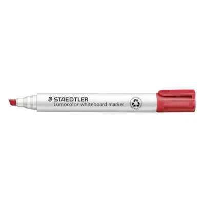 Abbildung von STAEDTLER Whiteboard Marker Lumocolor, rot, trocken und rückstandsfrei abwischbar, Keilspitze ca. 2 oder 5 mm, hohe Qualität Made in Germany, 10 rote Marker, 351 B
