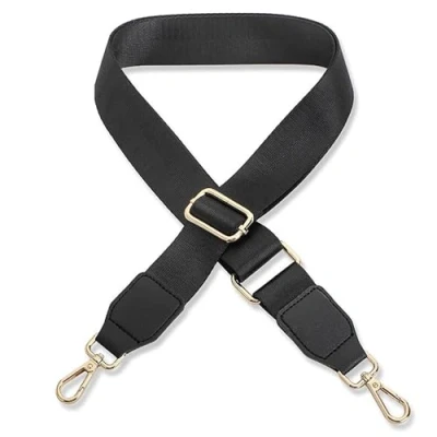 Abbildung von Schultergurt für Handtasche Laptoptasche Schwarz [Metallfarbe: Gold] Länge verstellbar 89 142 cm Breite 3,8 Ersatz Gurt Band Schulterriemen Strap Umhängegurt