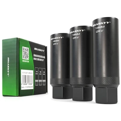 Abbildung von HASKYY Zündkerzenschlüssel Kerzenschlüssel Einsatz Satz 3/8&quot; Sechskant Glühkerze 3 TLG. SW 14 16 18 mm Steckschlüssel Werkzeug