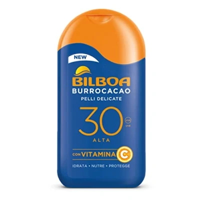 Abbildung von Bilboa Lippenpflegestift mit LSF 30, hoher Sonnenschutz für empfindliche Haut, Formel Vitamin C, spendet Feuchtigkeit, pflegt und schützt, dermatologisch getestet 200 ml