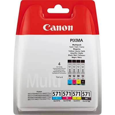 Abbildung von Canon CLI 571 BK/C/M/Y Druckertinte Multipack 4 x 7 ml für PIXMA Tintenstrahldrucker ORIGINAL