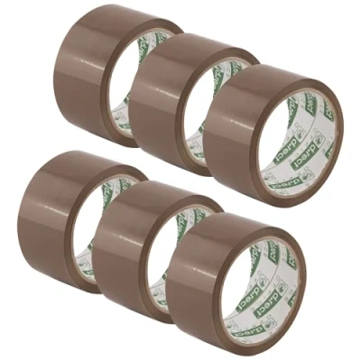 Abbildung von D.RECT Paketklebeband 6er Pack Paketband Klebeband Braun 50m x 48mm zum Verpacken von Paketen und Versandschachteln, Umzug 6 Rollen