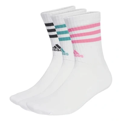 Abbildung von adidas Unisex 3 Stripes Cushioned Crew Socks Pairs, White/Pure Teal/Lucid Pink/Black, 8.5 10