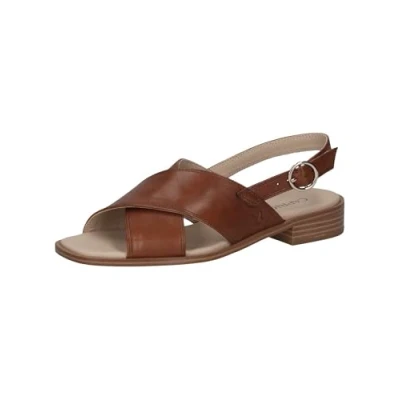 Abbildung von CAPRICE Damen Sandalen flach aus Leder Elegant, Braun (Cognac Nappa), 39 EU