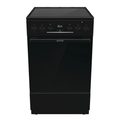 Abbildung von Gorenje GECS5C70BPA Elektro Standherd mit Glaskeramik Kochfeld /50cm/70 Liter/GentleClose/Schnellaufheizung/AirFry/ExtraSteam/Teleskopauszüge/AquaClean/schwarz