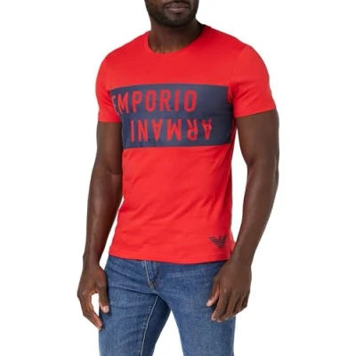 Abbildung von EMPORIO ARMANI Herren Bold Logo Crew Neck T Shirt, RED/Navy, S