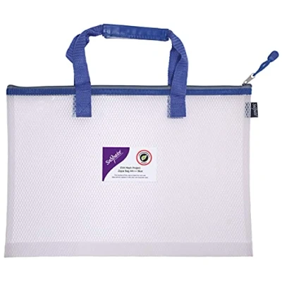 Abbildung von Snopake 15871 Projekt /Büchertasche, A4 +, hohe Kapazität, EVA Netzstoff, robust, mit weichem Tragegriff, transparent/blau, ohne PVC, Weichmacher,1 Stück