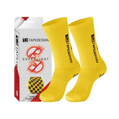 Abbildung von TAPEDESIGN &quot;Superlight&quot; 1 Paar Rutschfeste, ultraleichte Fußballsocken Grün mit gummierten Noppen (Unisex) Sport Socken Grip für Frauen &amp; Männer Anti Rutsch Fussball atmungsaktiv