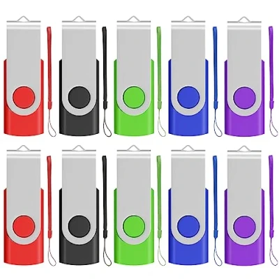 Abbildung von AreTop USB Stick 16GB 10 Stück Speicherstick Rotate Metall High Speed 2.0 Flash Drive (5 Farben)