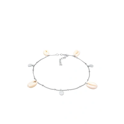 Abbildung von Elli Cowrie Shell Fußkettchen, Damen, Größe: 22, Silber