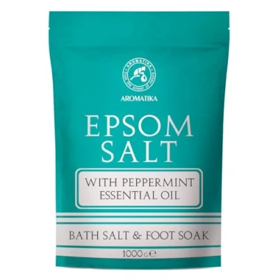 Abbildung von Epsom Salz Badesalz 1000g mit Ätherischen Pfefferminze Öl Magnesiumquelle Mineralsalz Aromatherapie Badewanne Körperpflege Guter Schlaf Entspannung