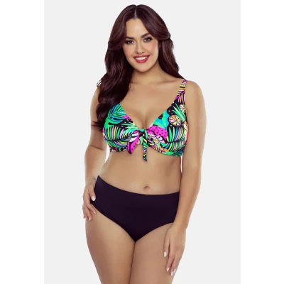 Abbildung von VIVISENCE Bikini BH Dame Bademode Soft Cups Gestreift Regulierbar EU 3203, Tropisch,95D
