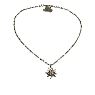 Abbildung von Alpenflüstern Trachtenkette Strass Edelweiß klein Damen Trachtenschmuck Dirndlkette in traditionellen Farben DHK198 (antik Silber Farben)