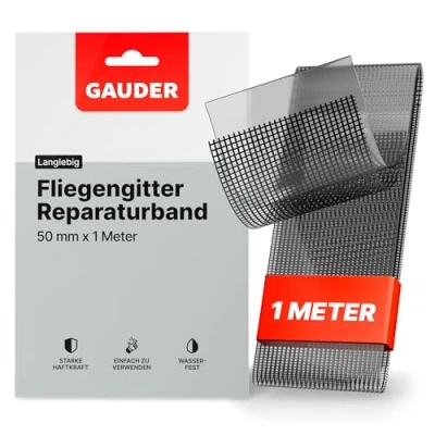 Abbildung von GAUDER Fliegengitter Reparatur Klebeband (50 mm x 1 m) Insektenschutzgitter Set Tür und Fenster