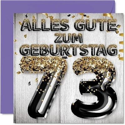 Abbildung von 73. Geburtstagskarte für Männer Schwarz Gold Glitzerballons Alles Gute zum Geburtstagskarten 73 Jährige Mann Papa Urgroßvater Opa, 145mm Dreiundsiebzig Geburtstag Grußkarten