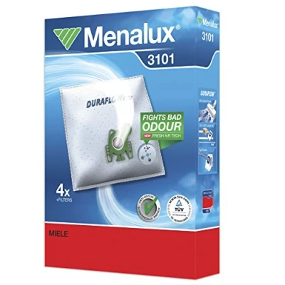 Abbildung von Menalux 3101, 4 Staubsaugerbeutel Synthetik Duraflow, für Miele complete C2, C3, Typ GN, S2, S5, S8, S8310, S8340, Hoover ATC18