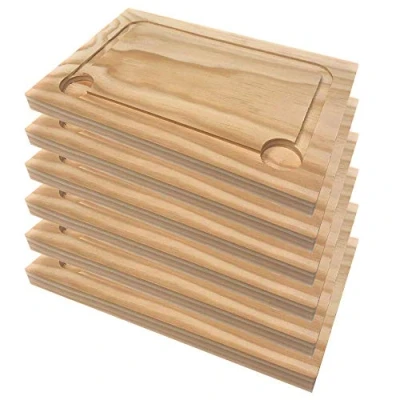 Abbildung von Space Home Schneidebrett Tranchierbrett Servierplatten Rechteckige Teller Holzteller Holzplatte Set von 6 30 x 20 cm