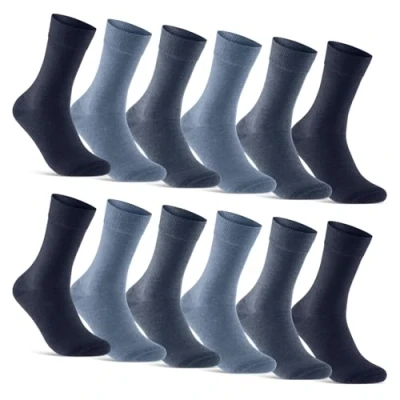 Abbildung von 12 Paar Socken Herren Business Baumwolle Herrensocken 70203T (Jeans Blau Navy 47 50)