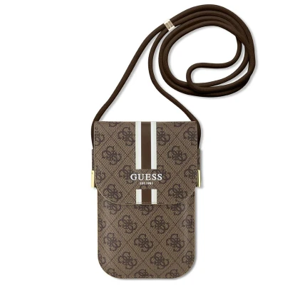 Abbildung von Guess 4G Leather Stripes Handytasche Braun