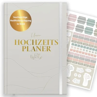 Abbildung von LEAF &amp; GOLD® Hochzeitsplaner Liebevoll gestaltet, 180 Seiten, Hardcover mit Buchverschluss, Inkl. Stickerbogen, Made in Europe, 17 x 24 cm