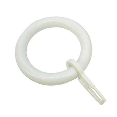 Abbildung von GARDINIA Gardinenringe für Gardinenstangen Ø 28 mm, Mit Gardinenhaken, 10 Stück, Ring Breite 8 Kunststoff, Weiß