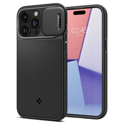 Abbildung von Apple iPhone 15 Pro Max Hülle MagSafe Kunststoff Spigen Backcover/Hard Case Handyhülle Schwarz Shockproof/Stoßfest