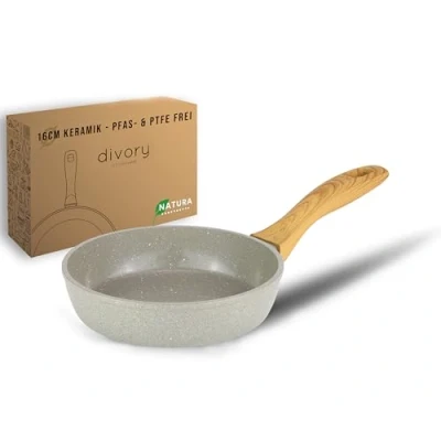 Abbildung von DIVORY Keramikpfanne 16cm Pfanne mit Keramikbeschichtung Induktion, PFAS &amp; PTFE frei, kleine Bratpfanne Keramik, Mini Pfanne, Eierpfanne beschichtet frying ceramic pan (Natura, 16 cm)