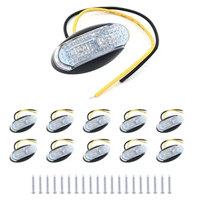 Abbildung von NUZAMAS 10 LED Seitenmarkierungsleuchten, 12 V / 24 V, IP68, wasserdicht, 4fach LED, Positionsanzeige, Leuchten vorn hinten, gelb, orangefarbene Glühlampen, Anzug für LKW, Boote, Anhänger